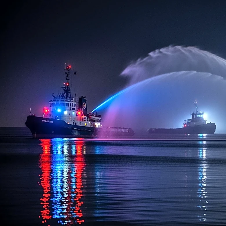 Baltimore Fireboats Respond to Sinking Towboat in Curtis Bay