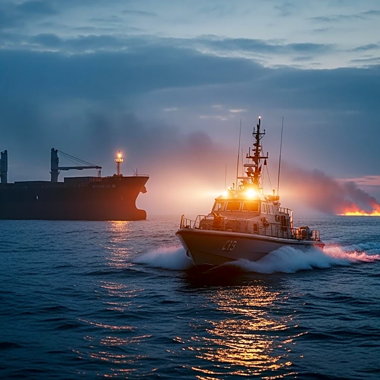 Pakistan Navy Rescues Crew from Burning Chinese Bulker Off Coast