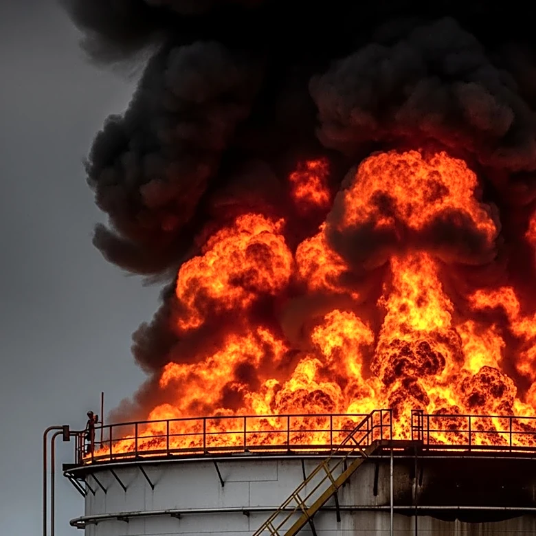 Ukraine's Drone Strikes Ignite Fire at Russian Oil Depot in Krasnodar