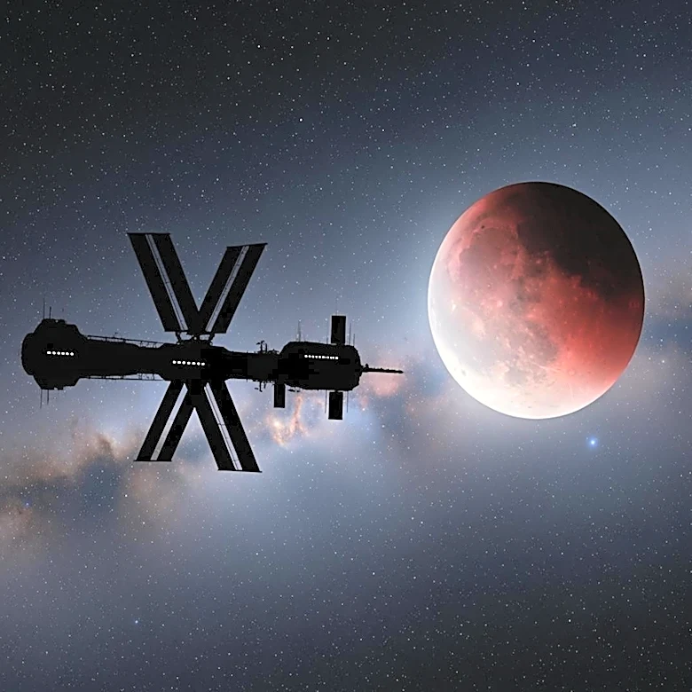 Chinese Space Station Tiangong Captured During Lunar Eclipse, Showcasing Astrophotography Skill