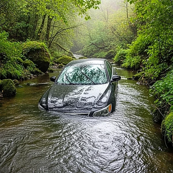 Driver Rescued After Car Plunges 30 Feet Into Plano Creek Amid Heavy Rain