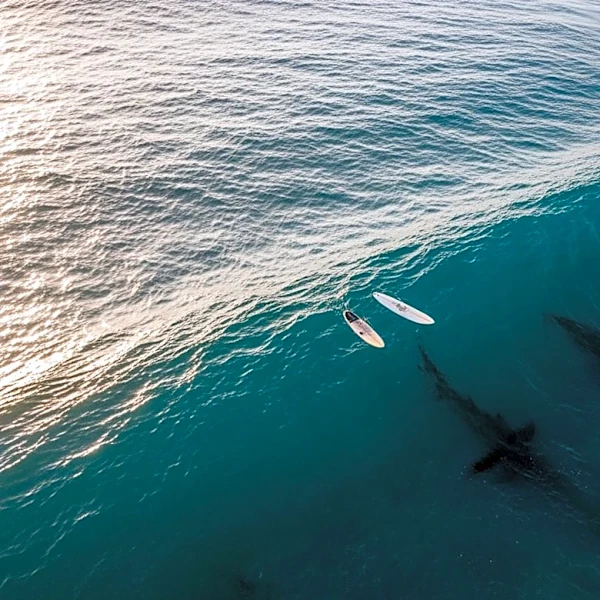 Drone Footage Reveals Surfers in Close Proximity to Great White Sharks in Southern California