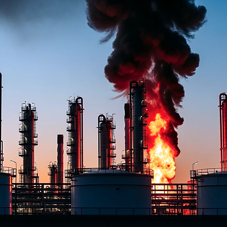 Ukrainian Drone Strike Causes Major Fire at Russian Oil Refinery