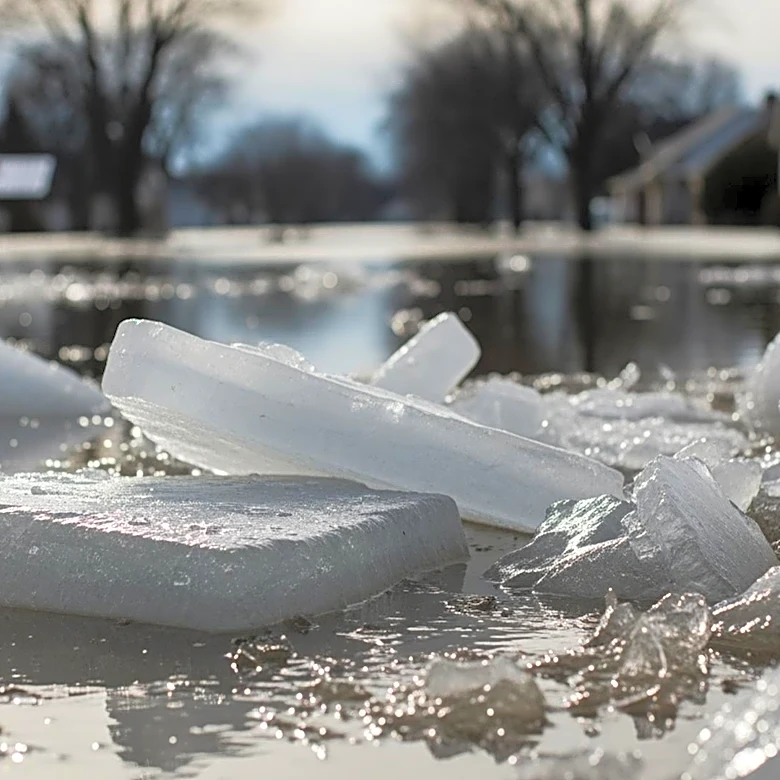 Giant Ice Chunks Damage Michigan Homes Amid Flooding