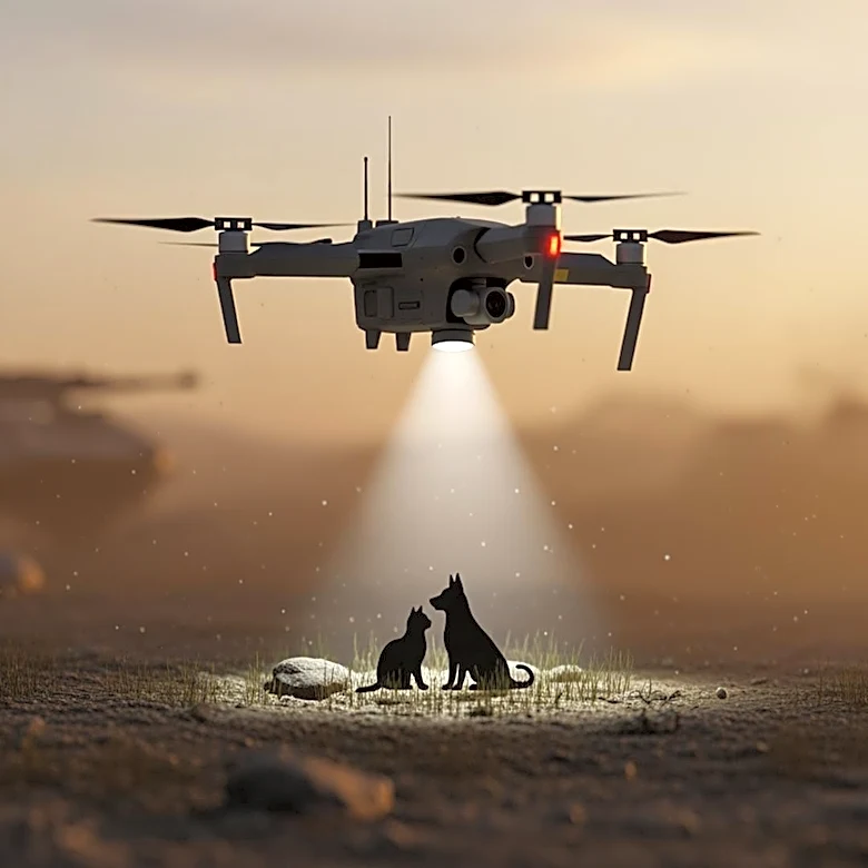Ukrainian Soldiers Use Drone to Rescue Stranded Cat and Dog from Front Lines