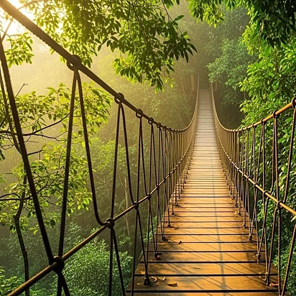 Sumatran Orangutan Uses Canopy Bridge to Cross Road, Highlighting Conservation Efforts