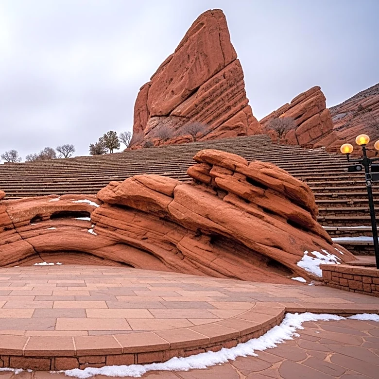 Red Rocks Amphitheatre Crews Clear Snow for Concert Amid Winter Weather