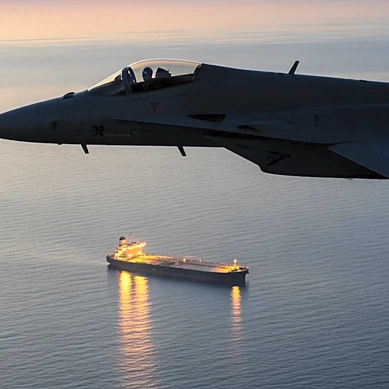 US Navy Super Hornet Disables Iranian Oil Tanker Amid Blockade