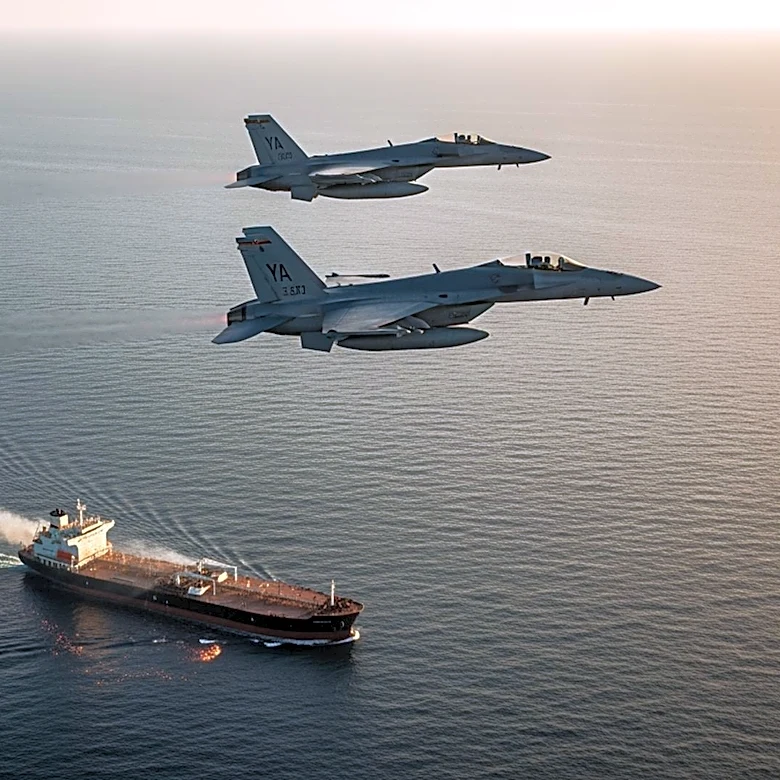 U.S. Navy Fighter Jets Disable Iranian Tankers in Gulf of Oman