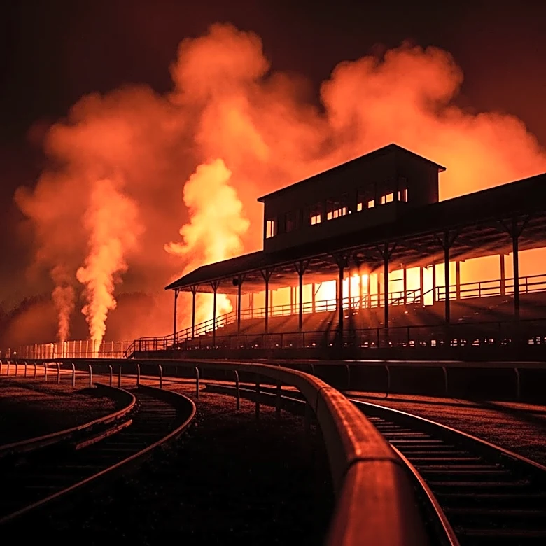 Large Fire Breaks Out at Vacant Balmoral Race Track in Crete Township