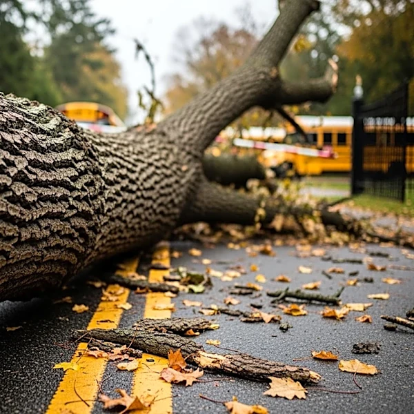 Severe Weather Causes Tree Blockage and School Closures in Macomb County