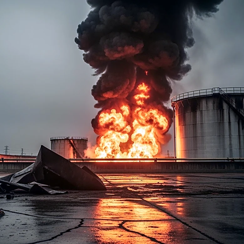 Ukrainian Drone Attack Sparks Fire at Russian Oil Terminal, Injuring Two