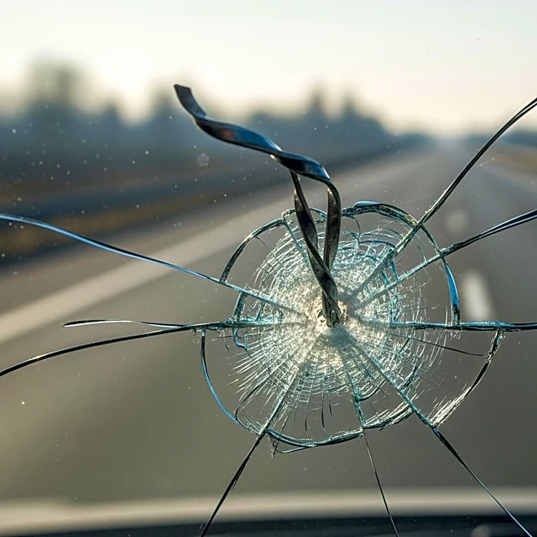 Interstate 70 Accident: Metal Debris Pierces Windshield, Injuring Passenger