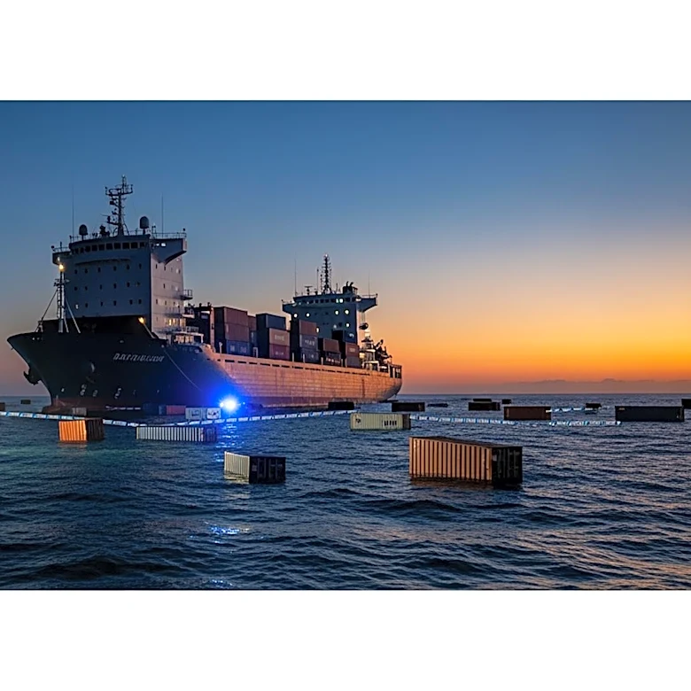 Indonesian Coast Guard Rescues Crew After Container Ship Sinks Near Batam