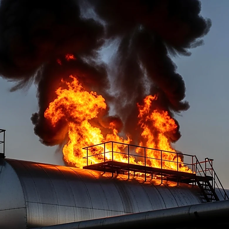 Ukrainian Drone Strike Ignites Fire at Major Russian Oil Terminal