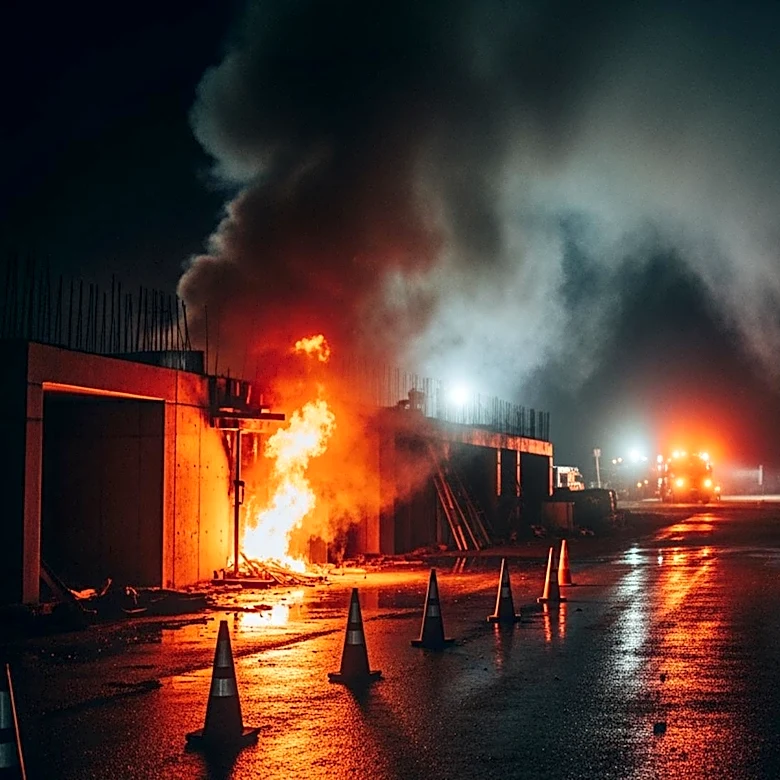 Fire Erupts in Long Beach, Causing Traffic Disruptions Near Construction Site
