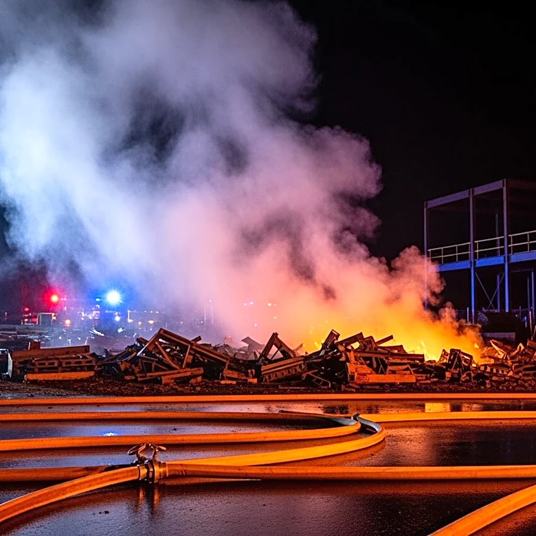 Long Beach Fire Department Responds to Large Debris Fire Near Construction Site