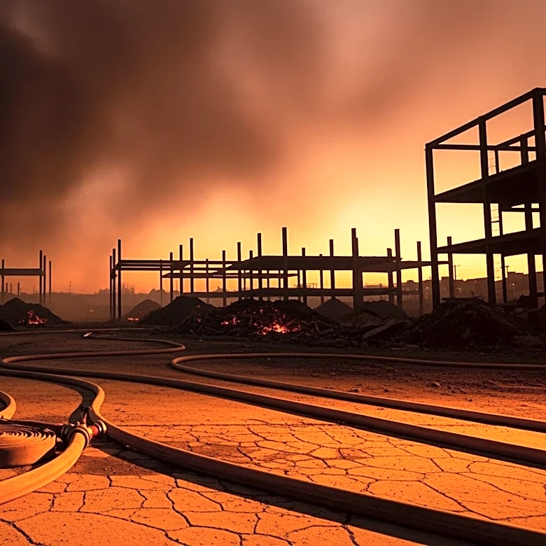 Long Beach Fire Department Battles Large Debris Fire Near Construction Site