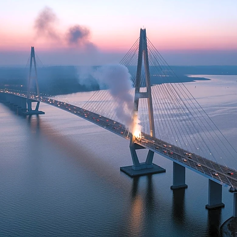 Drone Strike Forces Closure of Key Crimea-Ukraine Bridge, Disrupting Russian Logistics