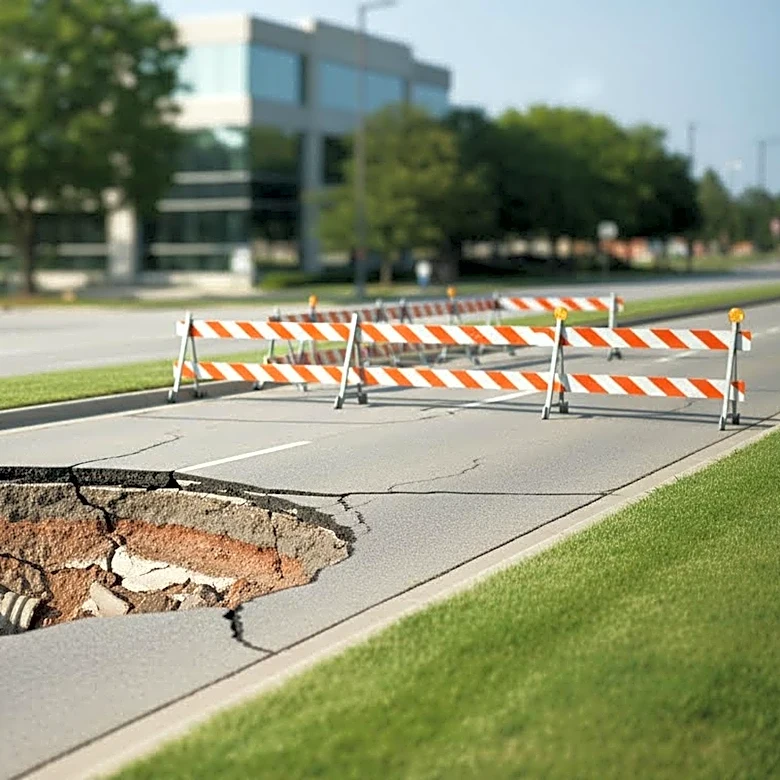 Large Sinkhole Forces Road Closure Near UPMC Passavant Hospital in McCandless