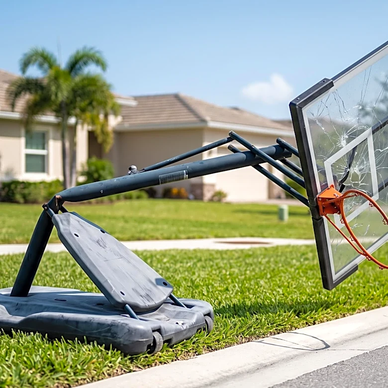 Bus Drags Basketball Hoop Down Cape Coral Street, Police Report No Incident