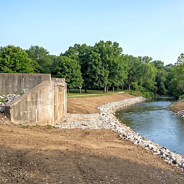 Demolition Begins on Flood-Damaged Hazel Dell Parkway Bridge in Carmel, Indiana