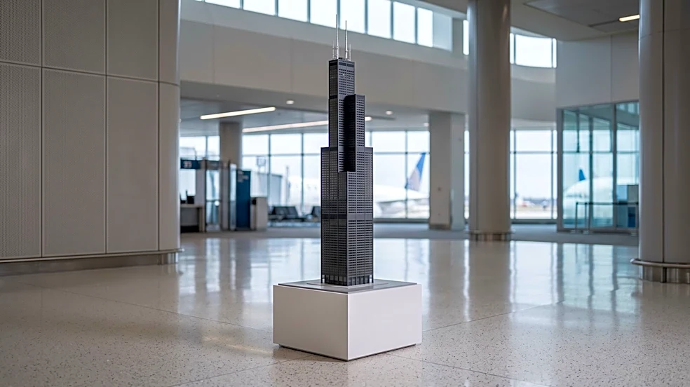 Chicago Architecture Center Displays Iconic Skyscraper Models at O'Hare International Airport