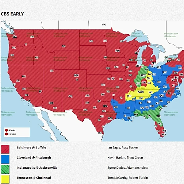 Ravens vs. Bills TV map: Will the Week 8 game be televised in your area?