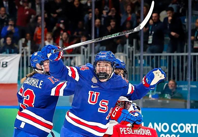 Olympics-Ice hockey-US power past Czech defence in Milano Cortina opener