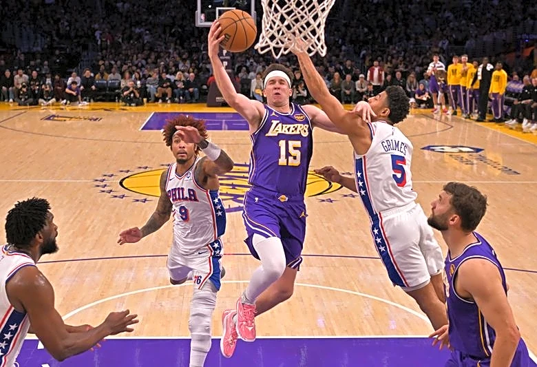 Lakers finally return home, beat 76ers but lose Luka Doncic