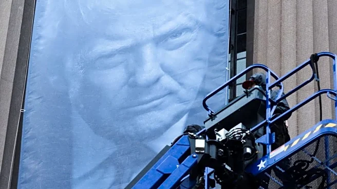 Banner of Donald Trump unfurled at Justice Department headquarters