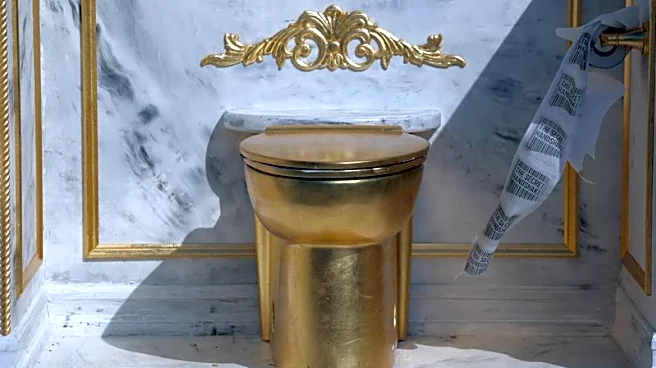 Golden toilet mocks Trump decor as White House defends renovations