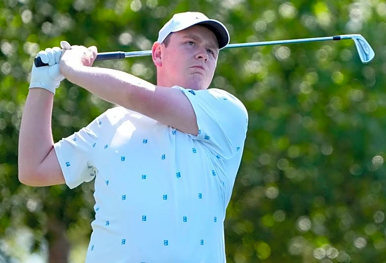 Scotland's Robert MacIntyre flips off green at Masters