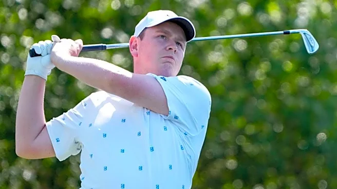 Scotland's Robert MacIntyre flips off green at Masters