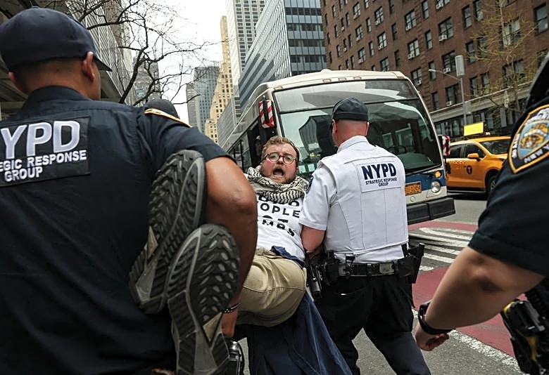 Dozens detained in New York City protest over US arms sales to Israel