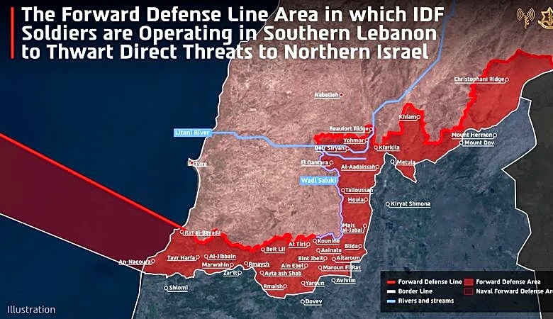 Israeli military publishes map of south Lebanon territory under its control