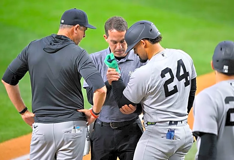 Yankees OF Jasson Dominguez heads for CT scan on elbow