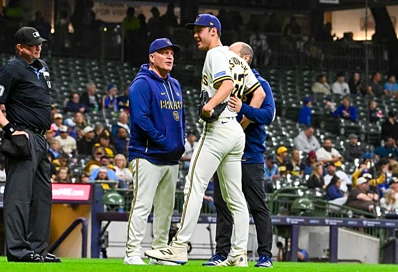 Brewers ace Jacob Misiorowski leaves game due to leg cramping