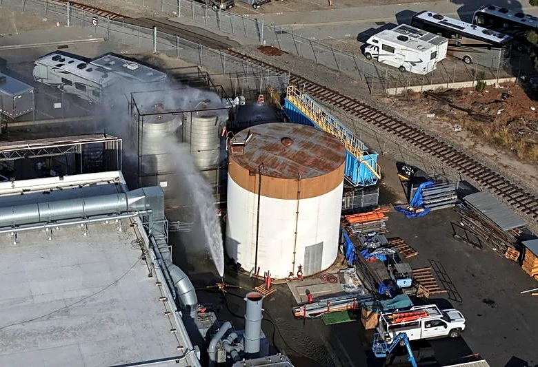 Overheating chemical tank in California no longer at risk of exploding, fire officials say