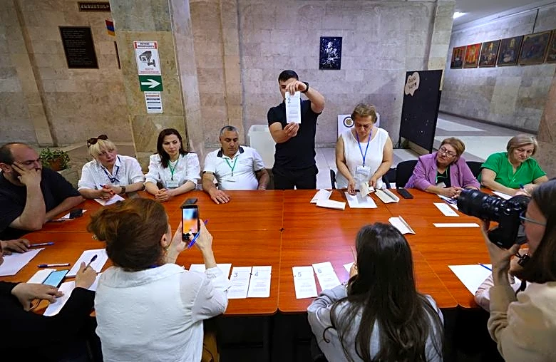 Armenia's ruling party leads parliamentary vote with 54% in early results