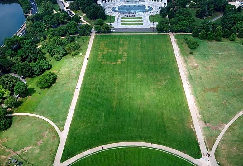 Someone is marking a huge '8647' into the grounds of the National Mall in Washington