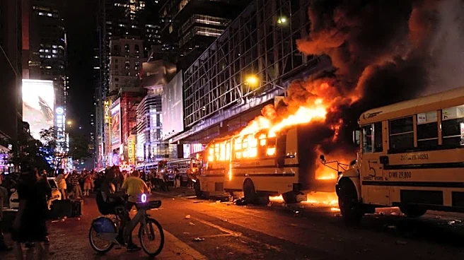 World Cup bus set alight as chaotic celebrations erupt in Manhattan after Knicks win