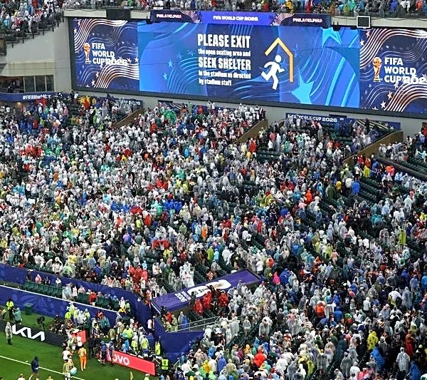 Soccer-France v Iraq World Cup game second half in Philadelphia delayed due to thunderstorms, FIFA says