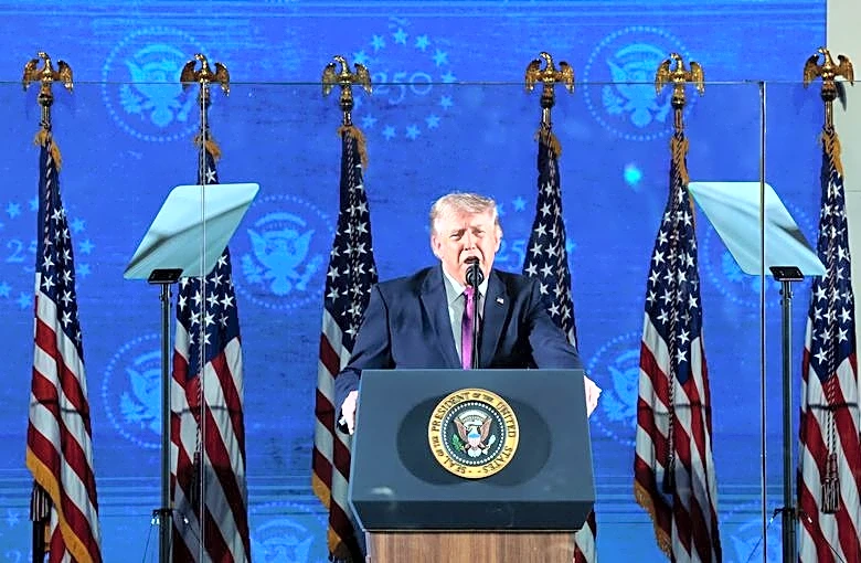 Trump extols America, rails at communism in US 250th celebration