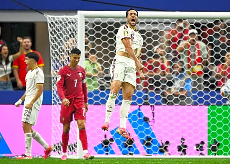 Soccer-Last-gasp Merino strike gives Spain 1-0 win over Portugal in World Cup last 16