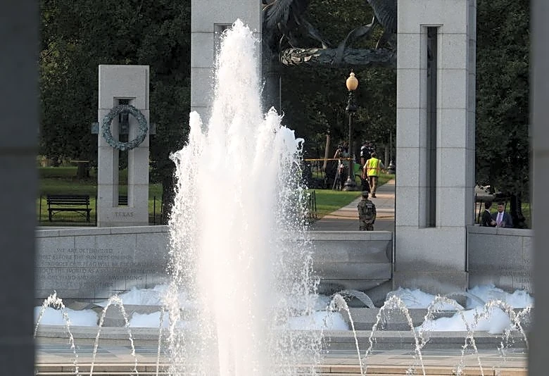 Woman charged over vandalism of Washington's World War Two memorial
