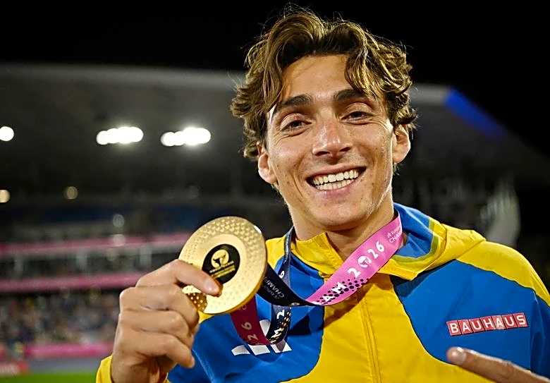 Athletics-Duplantis swaps pole for microphone with anthem for World Athletics Ultimate