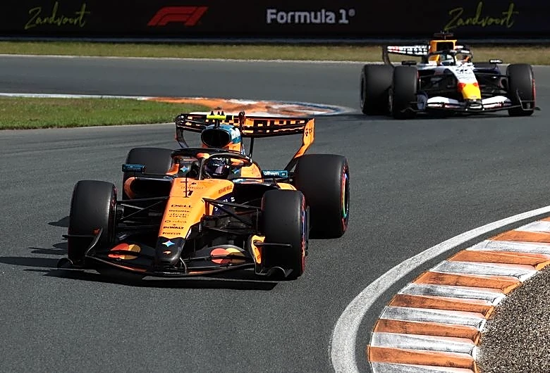 Motor racing-Norris beats Russell to pole in Dutch hat-trick for McLaren