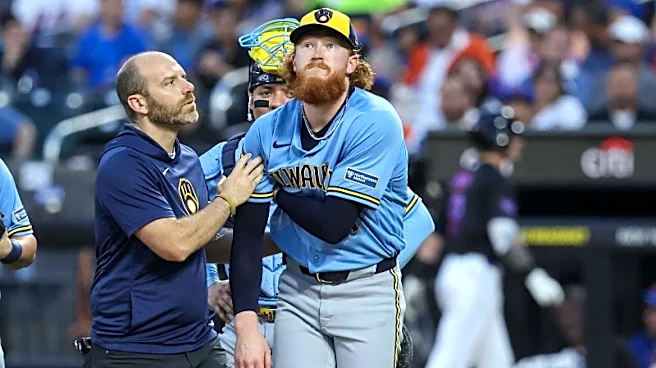 Brewers' Dustin May drilled by first-pitch liner; X-rays negative