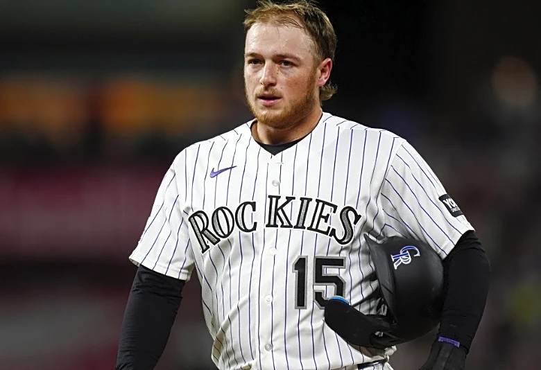 Rockies C Hunter Goodman denies complaining about tilted cap
